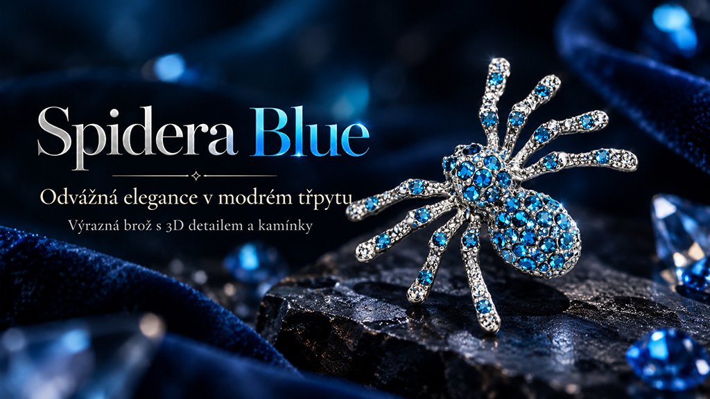 Spidera Blue – dámská brož s pavoukem 1